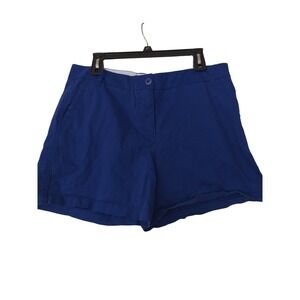 Crown & Ivy Caroline Royal Blue Chino Shorts Womens Size 12 Flat Front Pockets